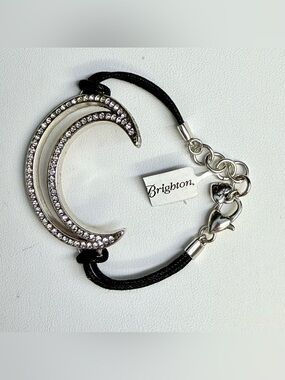 NWT Brighton Starry Night Uber Moon Bracelet Crystal Silver Plated Black Cord